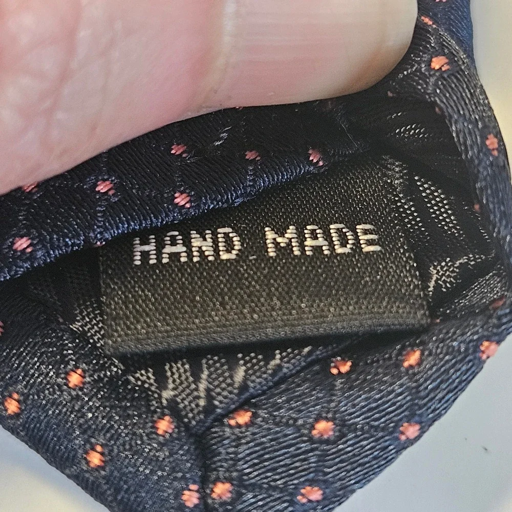 IFC Mens Navy Blue Pink‎ Pin Dot 100% Silk Handmade Necktie RN 121148